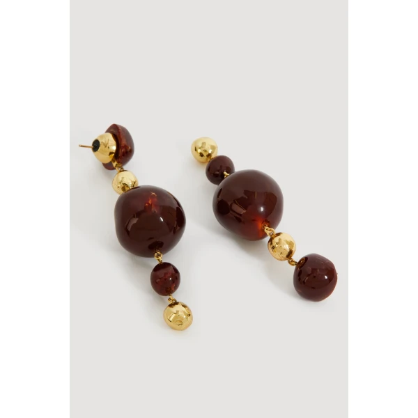 Aje Kasia Resin Drop Stud in Gold/Brown | Earrings | Coveti