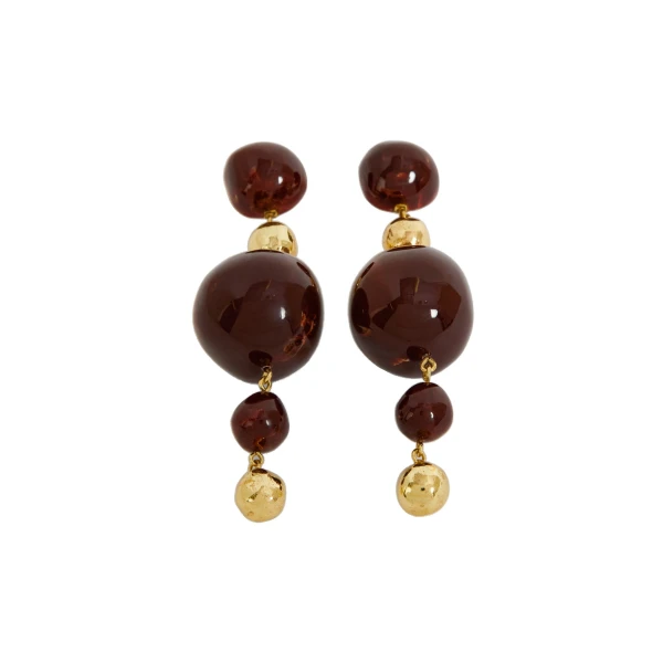 Aje Kasia Resin Drop Stud in Gold/Brown | Earrings | Coveti