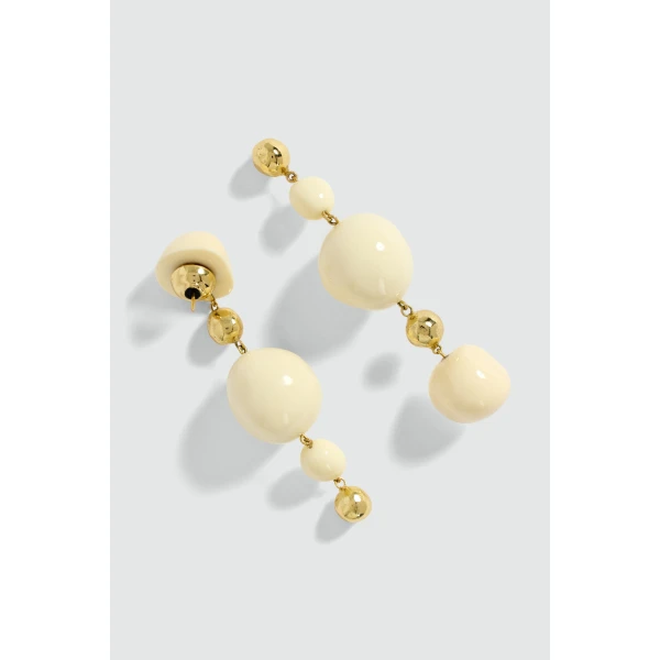 Aje Kasia Resin Drop Stud in Gold/Ivory | Earrings | Coveti