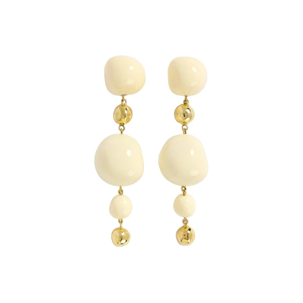 Aje Kasia Resin Drop Stud in Gold/Ivory | Earrings | Coveti