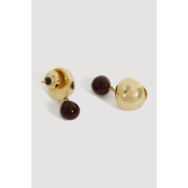 Aje Kasia Resin Stud in Gold/Brown | Earrings | Coveti