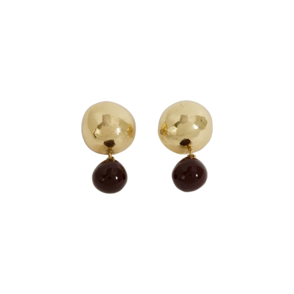 Aje Kasia Resin Stud in Gold/Brown | Earrings | Coveti