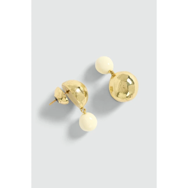 Aje Kasia Resin Stud in Gold/Ivory | Earrings | Coveti