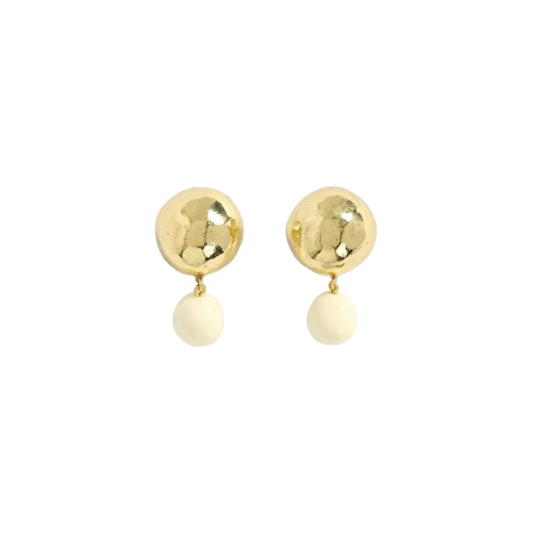 Aje Kasia Resin Stud in Gold/Ivory | Earrings | Coveti