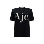 Aje Katalin Embellished Logo Tee in Black/Silver | T-shirts | Coveti