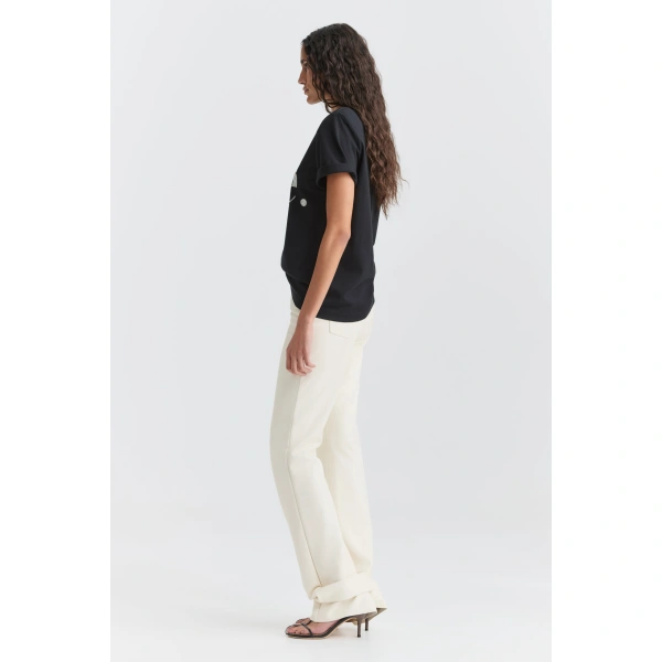 Aje Katalin Embellished Logo Tee in Black/Silver | T-shirts | Coveti