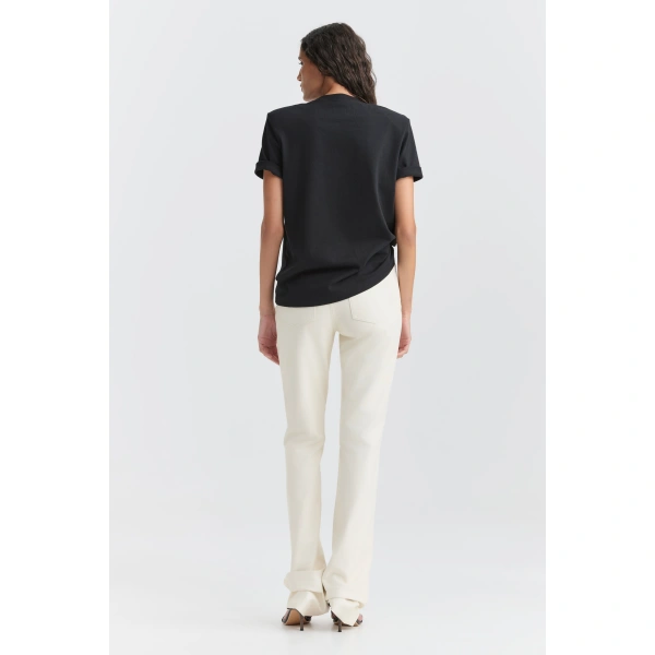 Aje Katalin Embellished Logo Tee in Black/Silver | T-shirts | Coveti