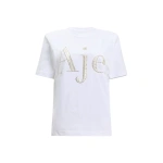 Aje Katalin Embellished Logo Tee in White/Silver | T-shirts | Coveti