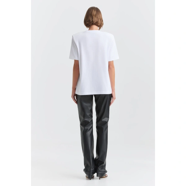 Aje Katalin Embellished Logo Tee in White/Silver | T-shirts | Coveti