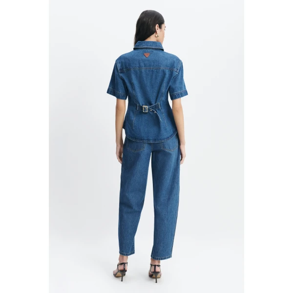 Aje Kendall Belted Shirt in Coastal Wash | Shirts | Coveti