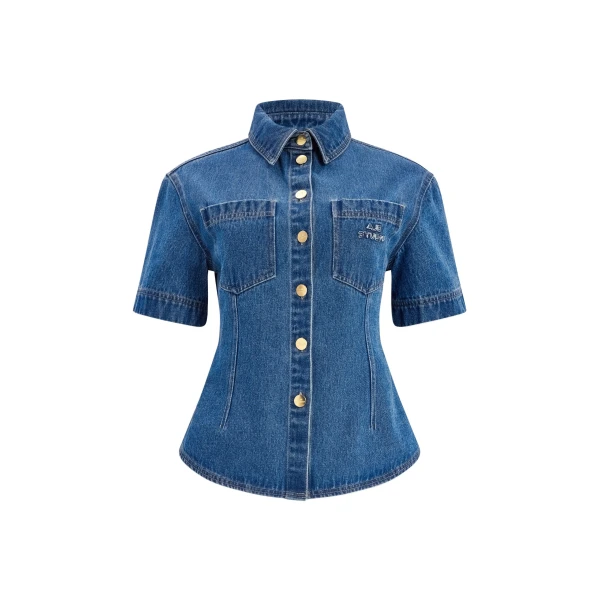 Aje Kendall Belted Shirt in Coastal Wash | Shirts | Coveti