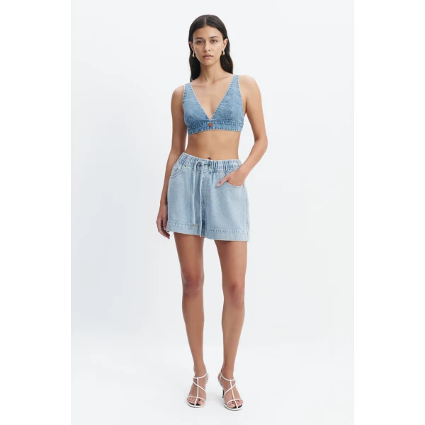 Aje Kendall Bralette in Light Wash | Tops | Coveti
