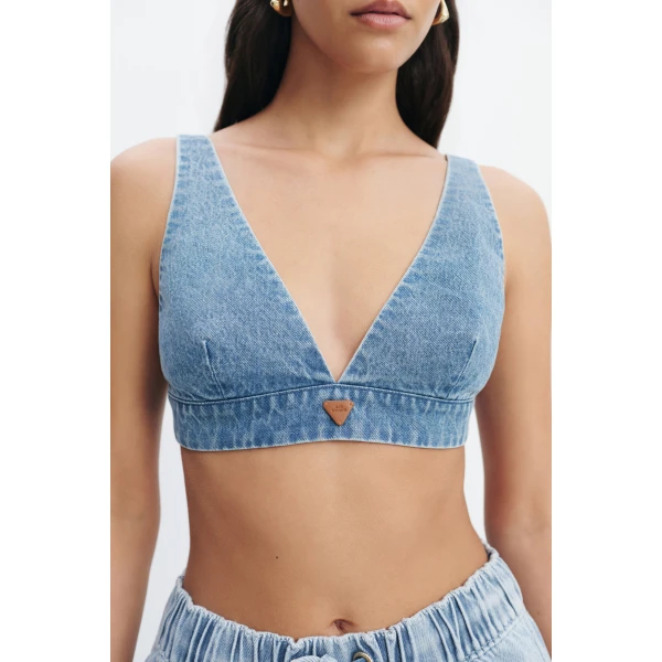 Aje Kendall Bralette in Light Wash | Tops | Coveti