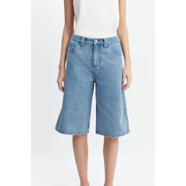 Aje Kendall Denim Jort in Light Wash | Tops | Coveti