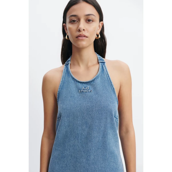 Aje Kendall Halter Mini Dress in Light Wash | Mini Dresses | Coveti