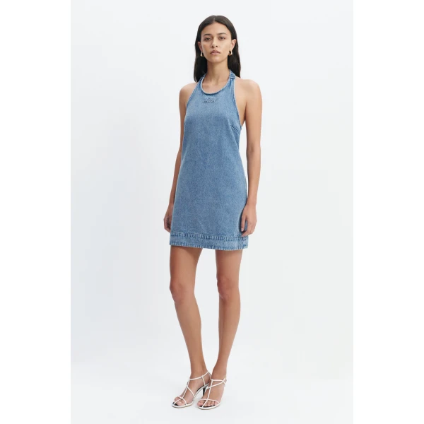 Aje Kendall Halter Mini Dress in Light Wash | Mini Dresses | Coveti