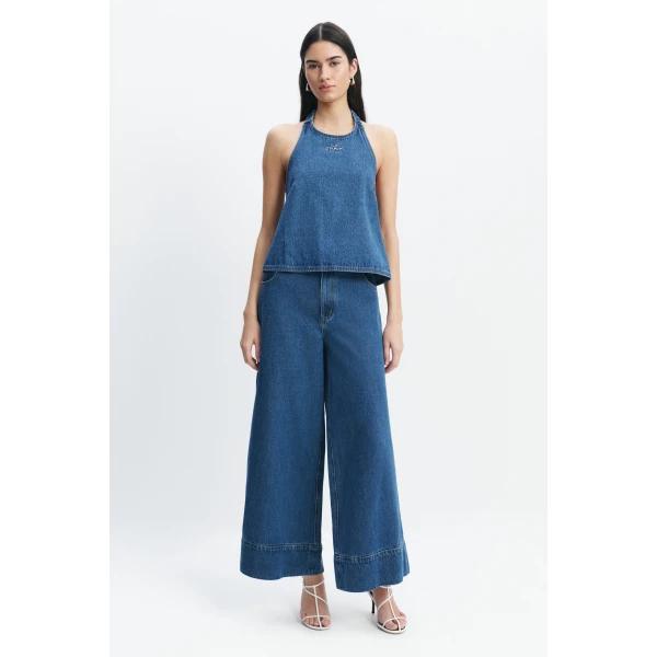 Aje Kendall Halter Top in Coastal Wash | Tops | Coveti