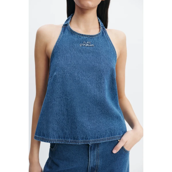 Aje Kendall Halter Top in Coastal Wash | Tops | Coveti