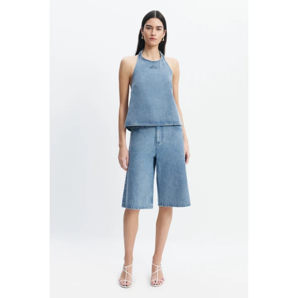 Aje Kendall Halter Top in Light Wash | Tops | Coveti