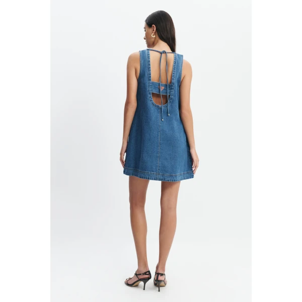 Aje Kendall Tie Back Mini Dress in Coastal Wash | Mini Dresses | Coveti
