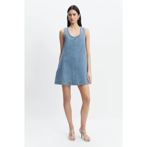 Aje Kendall Tie Back Mini Dress in Light Wash | Mini Dresses | Coveti