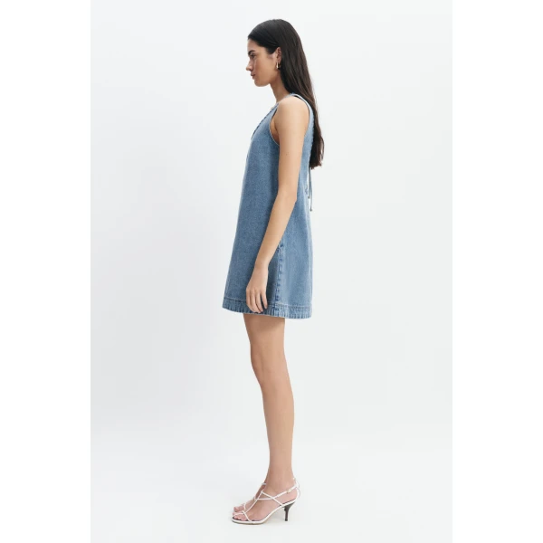 Aje Kendall Tie Back Mini Dress in Light Wash | Mini Dresses | Coveti