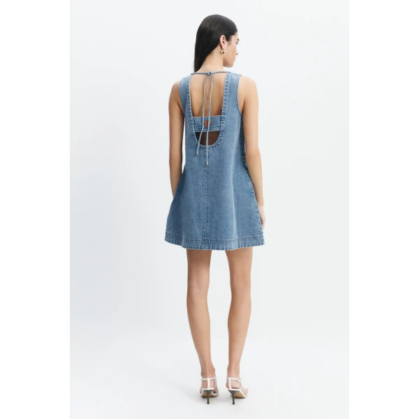 Aje Kendall Tie Back Mini Dress in Light Wash | Mini Dresses | Coveti