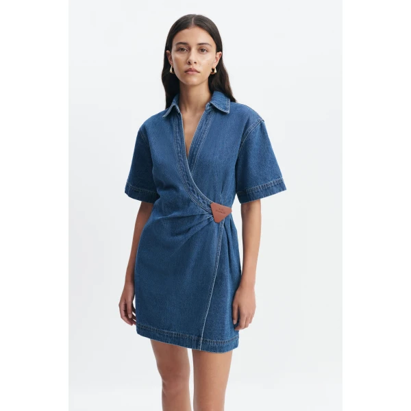 Aje Kendall Wrap Mini Dress in Coastal Wash | Mini Dresses | Coveti