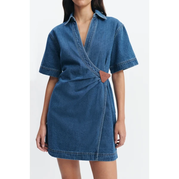 Aje Kendall Wrap Mini Dress in Coastal Wash | Mini Dresses | Coveti