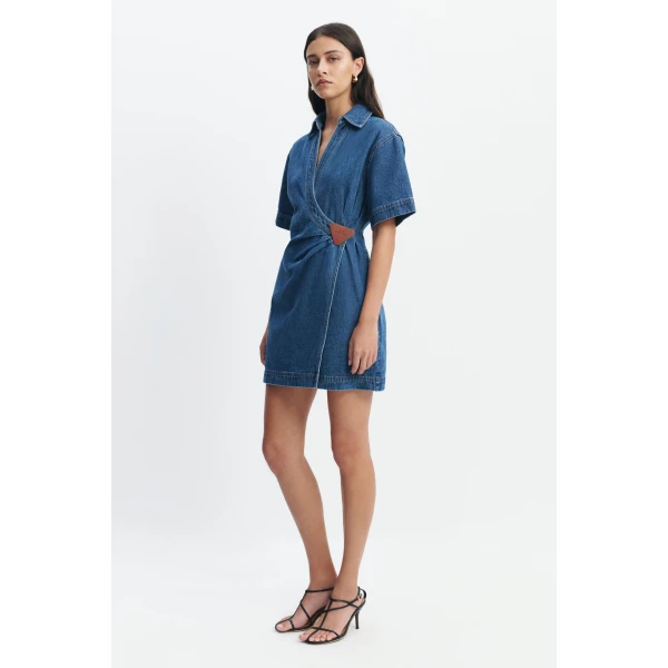 Aje Kendall Wrap Mini Dress in Coastal Wash | Mini Dresses | Coveti