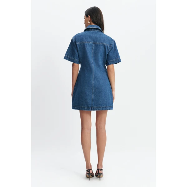 Aje Kendall Wrap Mini Dress in Coastal Wash | Mini Dresses | Coveti