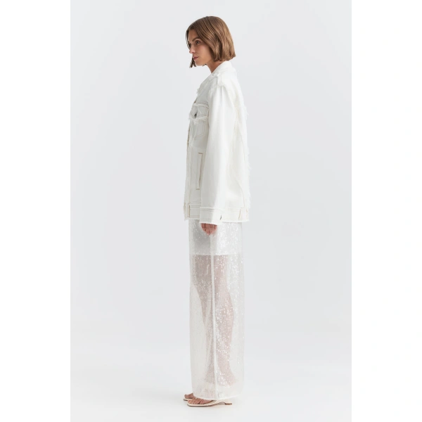 Aje Kirra Denim Jacket in Ivory | Jackets | Coveti