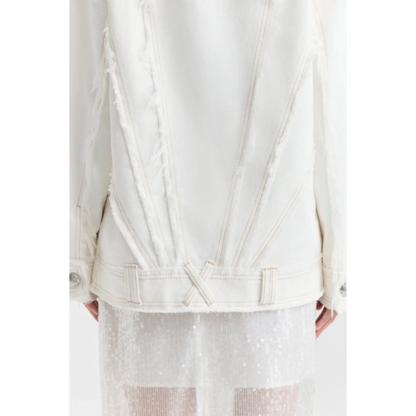 Aje Kirra Denim Jacket in Ivory | Jackets | Coveti