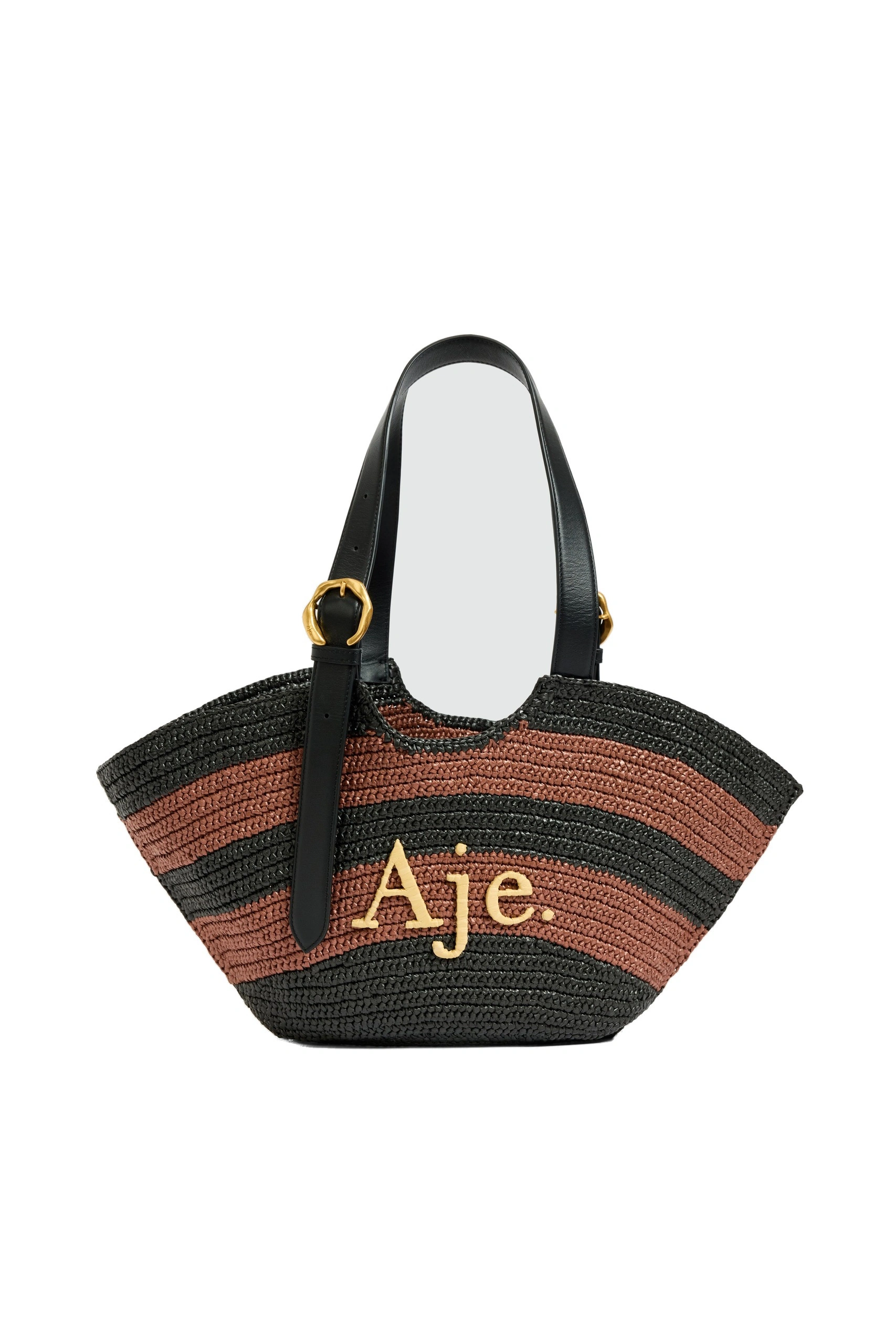 Aje Lacuna Basket Bag Black/Amber Brown Aje Lacuna Basket Bag in Black/Amber Brown | Shoulder & Crossbody Bags | Coveti