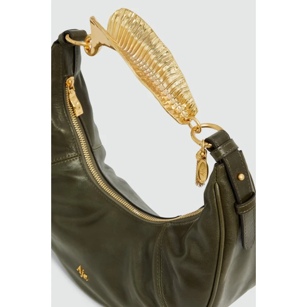 Aje Leaf Small Soft Shoulder Bag in Pine | Shoulder & Crossbody Bags | Coveti