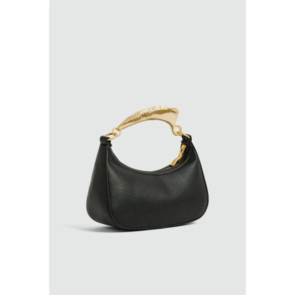Aje Leaf Texture Top Handle Bag in Black | Shoulder & Crossbody Bags | Coveti