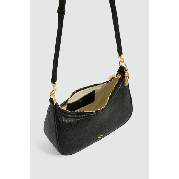 Aje Leaf Texture Top Handle Bag in Black | Shoulder & Crossbody Bags | Coveti