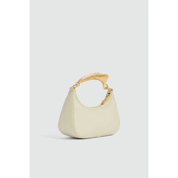 Aje Leaf Texture Top Handle Bag in Bone | Shoulder & Crossbody Bags | Coveti