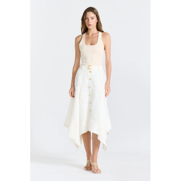 Aje Lenix Midi Skirt in Ivory | Skirts | Coveti