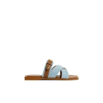 Aje Liberty Logo Slide in Denim | Flip Flops & Slides | Coveti