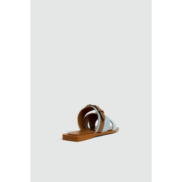 Aje Liberty Logo Slide in Denim | Flip Flops & Slides | Coveti