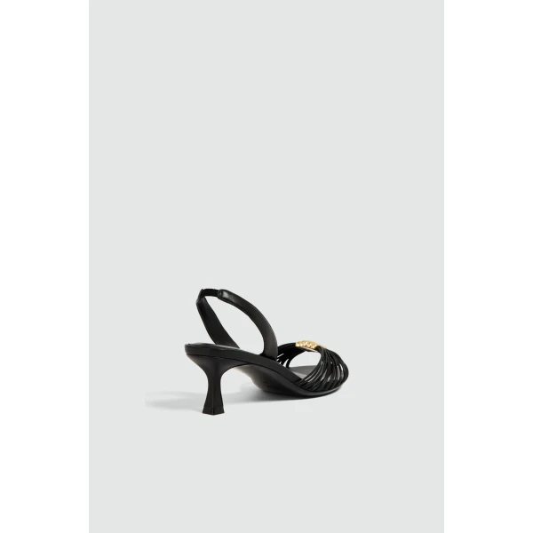 Aje Liora Strappy Buckle Low Heel in Black | Heels | Coveti