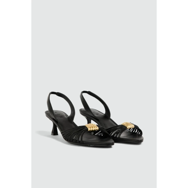 Aje Liora Strappy Buckle Low Heel in Black | Heels | Coveti