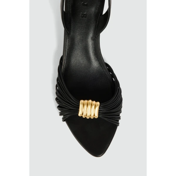 Aje Liora Strappy Buckle Low Heel in Black | Heels | Coveti