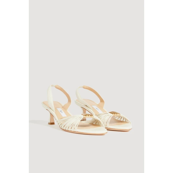Aje Liora Strappy Buckle Low Heel in Ivory | Heels | Coveti