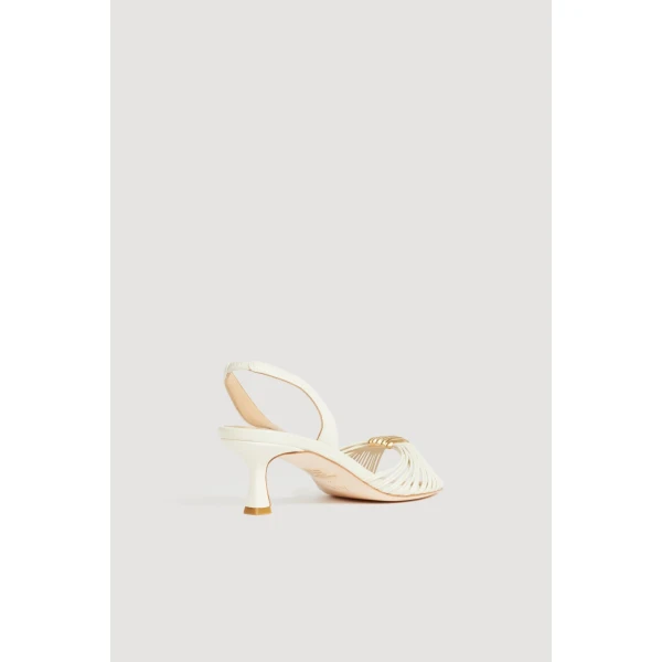 Aje Liora Strappy Buckle Low Heel in Ivory | Heels | Coveti