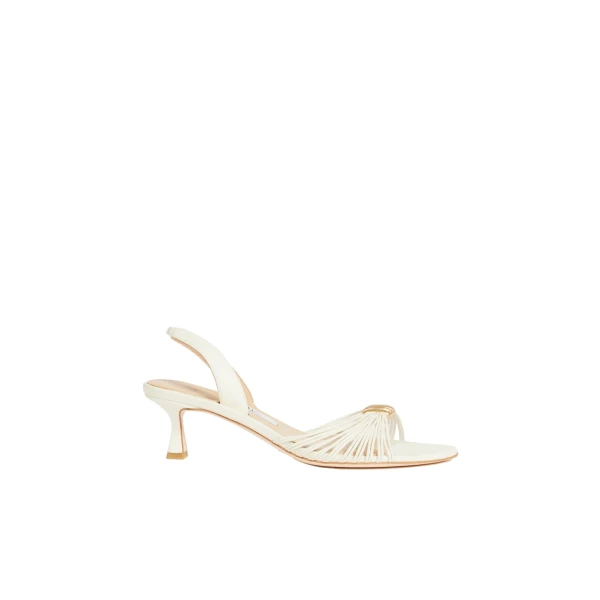 Aje Liora Strappy Buckle Low Heel in Ivory | Heels | Coveti