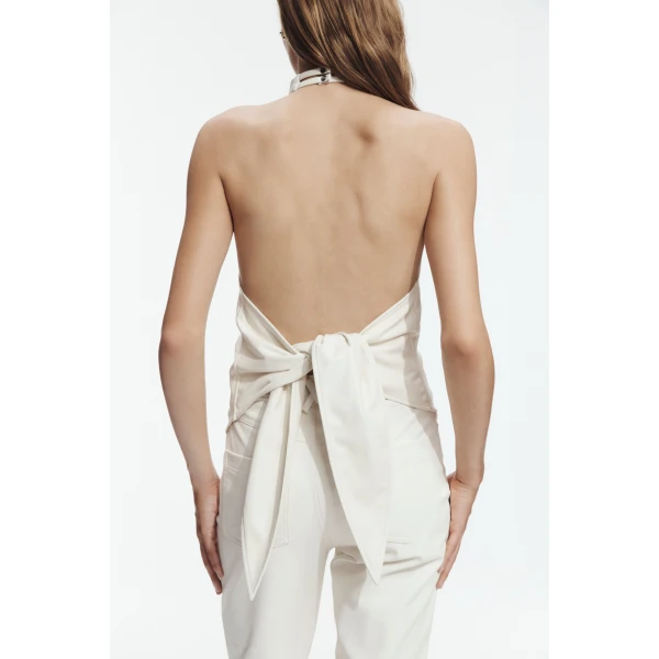 Aje Lucy Halter Neck Top in Ivory | Tops | Coveti