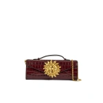 Aje Luna Long Clutch in Merlot Croc | Clutch Bags | Coveti