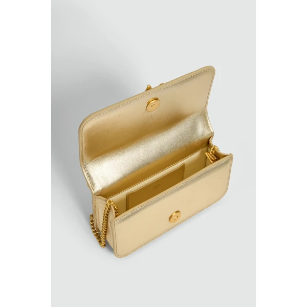 Aje Luna Metallic Mini Clutch in Gold | Clutch Bags | Coveti